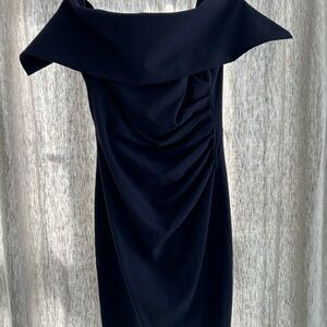 LIKE NEW VINCE CAMUTO NAVY OFF SHOULDER MIDI NAVY DRESS SIZE6